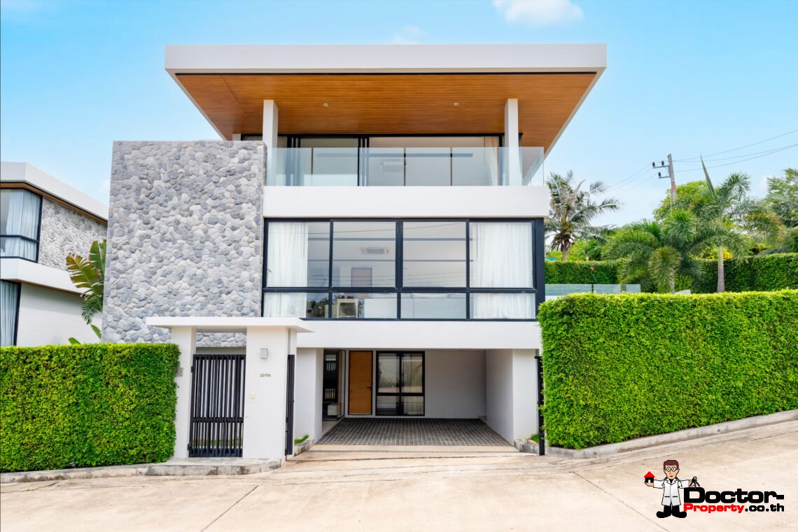 Modern 3 Bedroom Private Pool Villa with Partial Sea View in Plai Laem, Koh Samui – For Sale